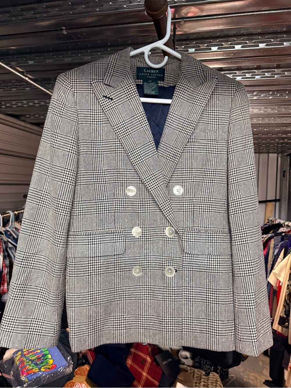 Ralph Lauren Gray Glen Plaid Double-Breasted Sport Coat